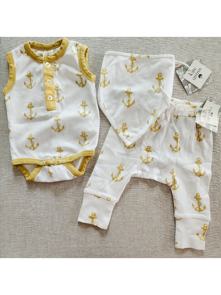 Kate Quinn Anchor Set Sleeveless Bodysuit, Panda Pants And Bandana Bib 3-6 Month — image 4 of 8